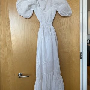Faithfull the brand White Puff Sleeve Linen Dress